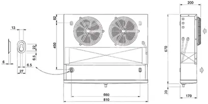 výparník ECO - Luvata EP201ED, 1.84 kW (dT 8 st., R404)